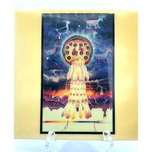 Sally J. Smith Pipe Dreams Total Eclipse Native American Ceramic Art Tile 8"x 8"